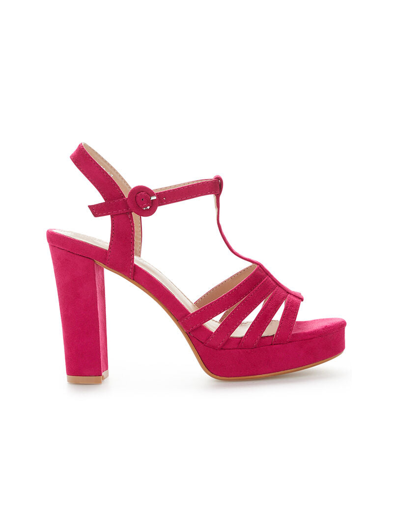 Sandales bloc hautes - fushia - 1