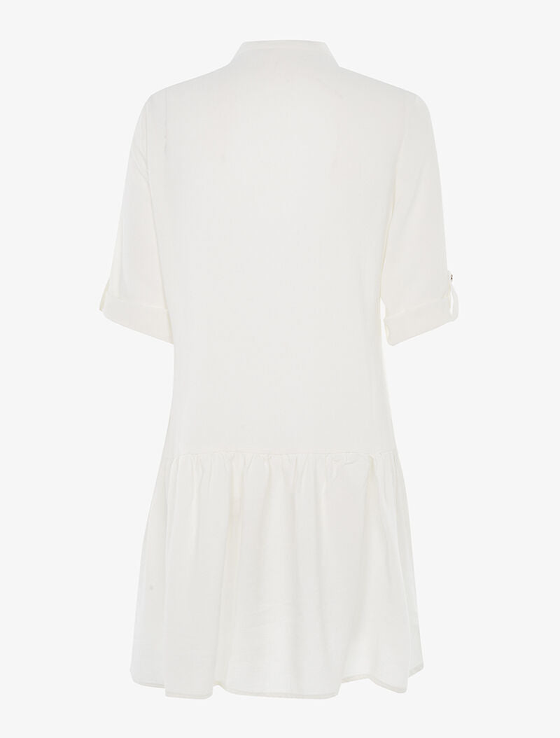 Robe chemise bas volanté asymétrique - blanc - 2