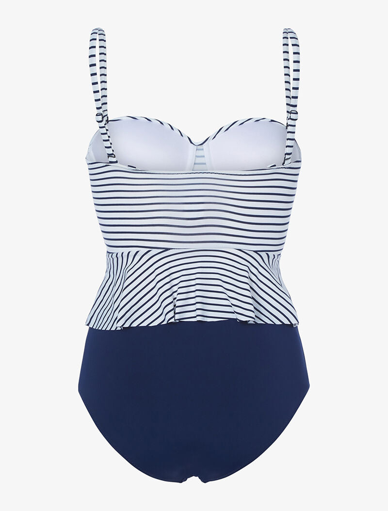 Tankini péplum marinière - blanc - 2