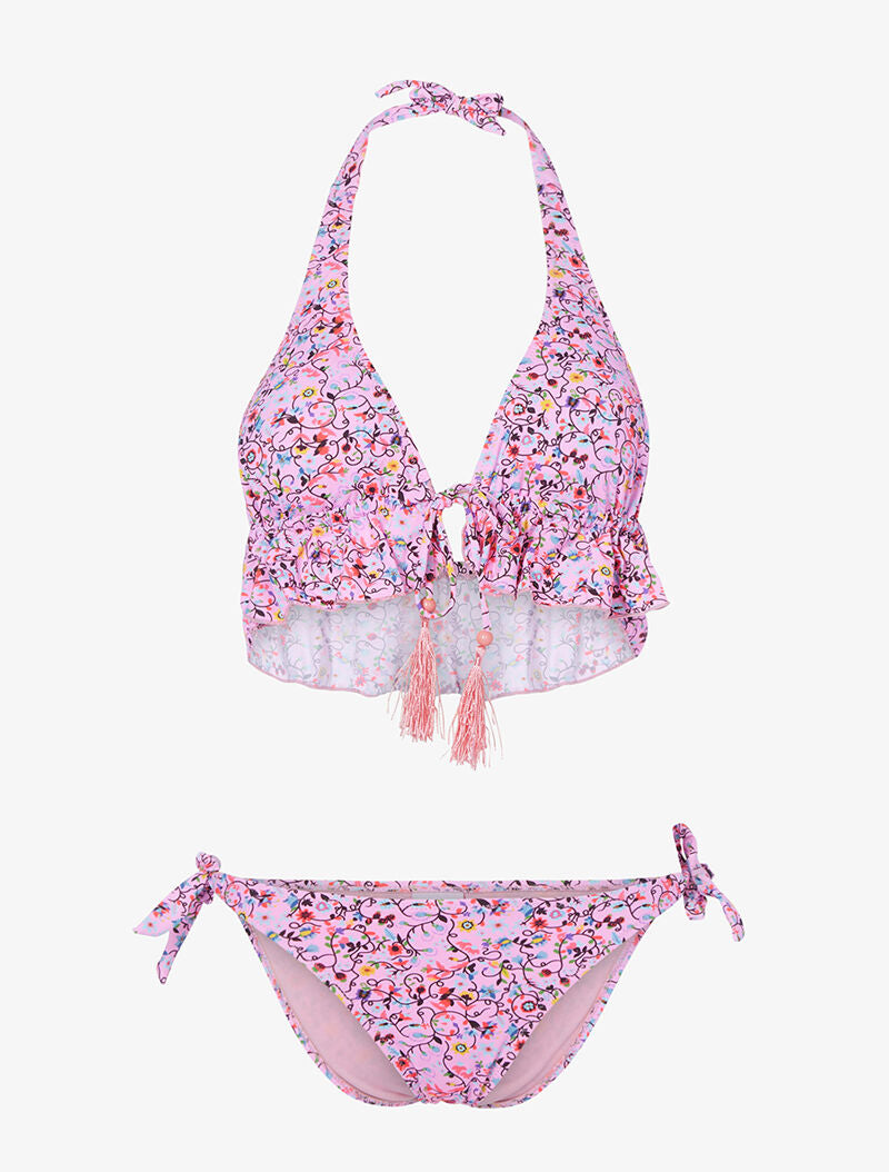 Bikini triangle volanté - rose - 1
