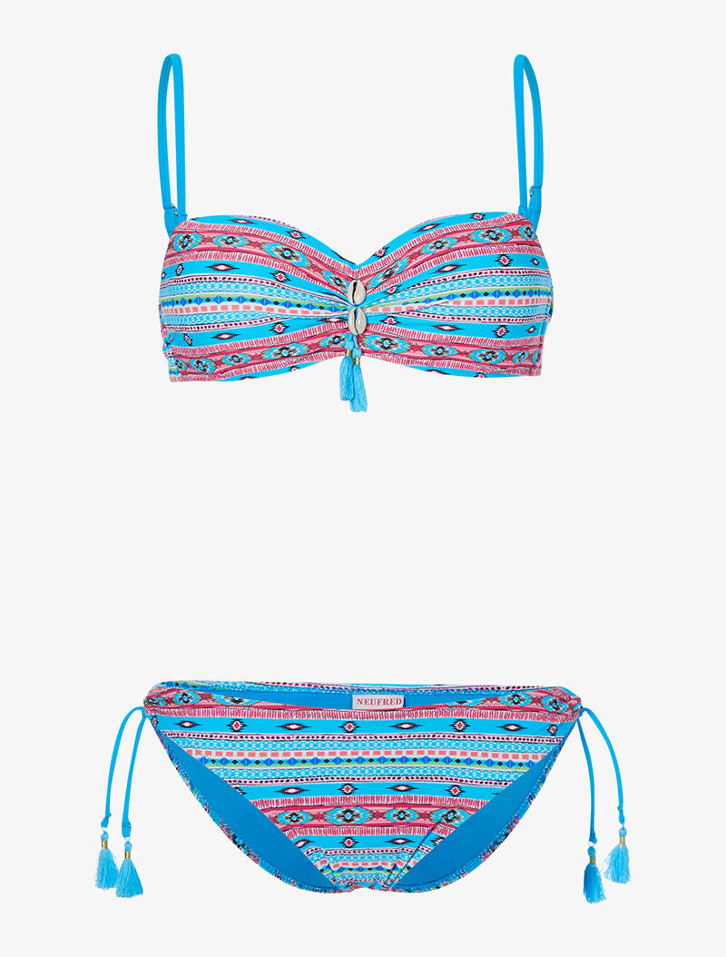 Bikini flashy éthnique - bleu/rouge - 3