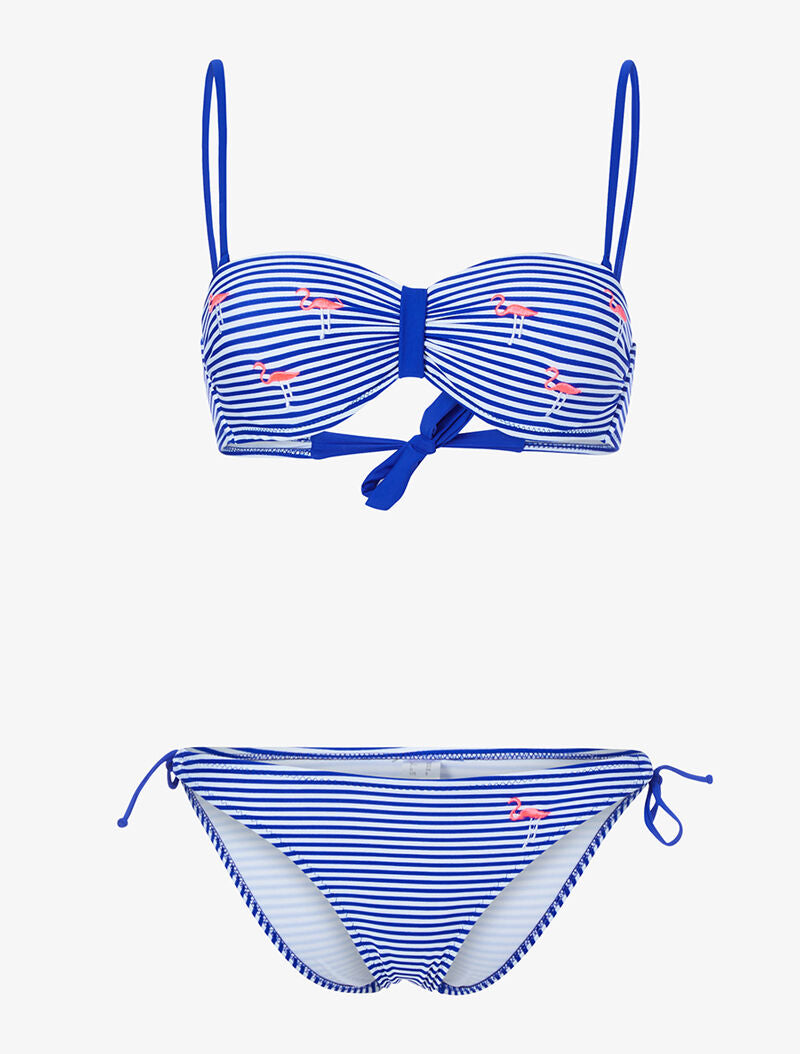 Bikini rayé à flamants roses - bleu électrique - 1