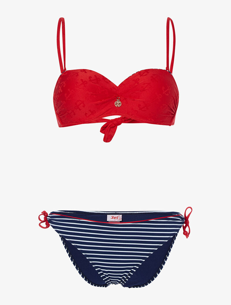 Bikini inspiration marinière - rouge - 1