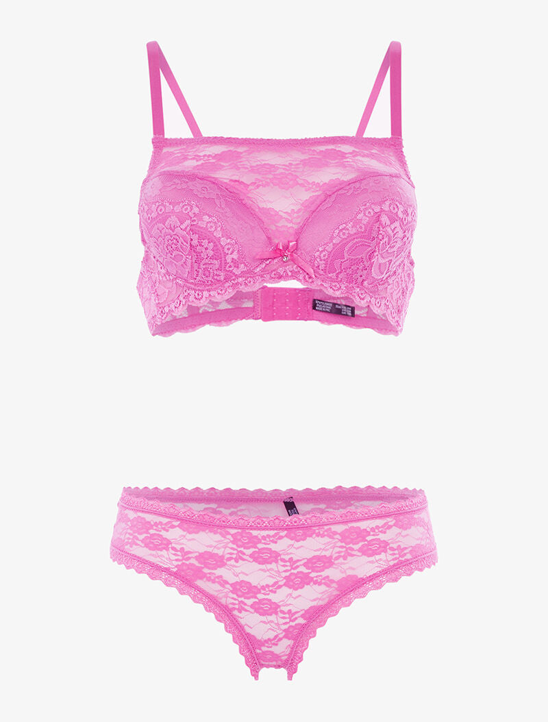 Ensemble SG style brassière en dentelle et culotte - rose parme - 1