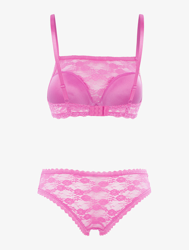 Ensemble SG style brassière en dentelle et culotte - rose parme - 2