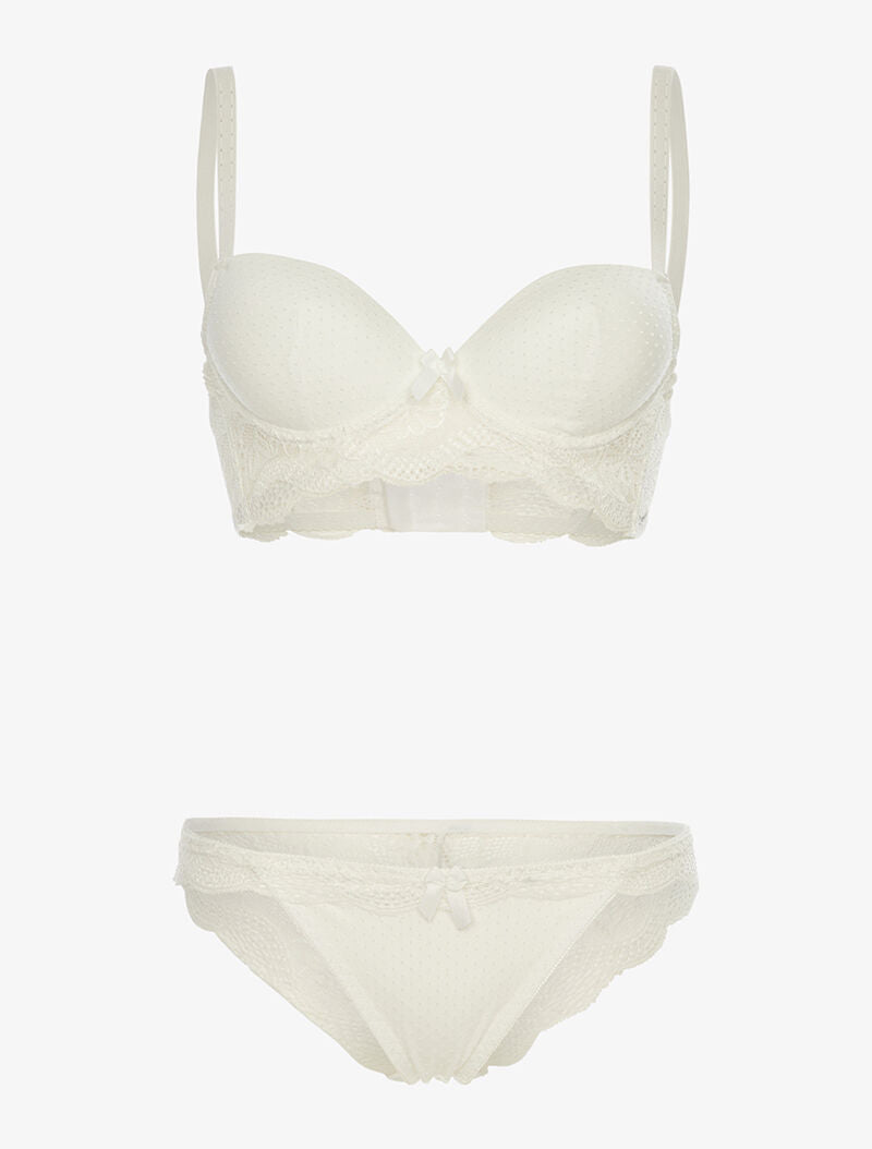 Ensemble soutien-gorge bustier - ecru - 1