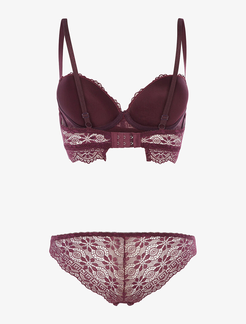 Ensemble à broderies motifs fleurs - violet - 2