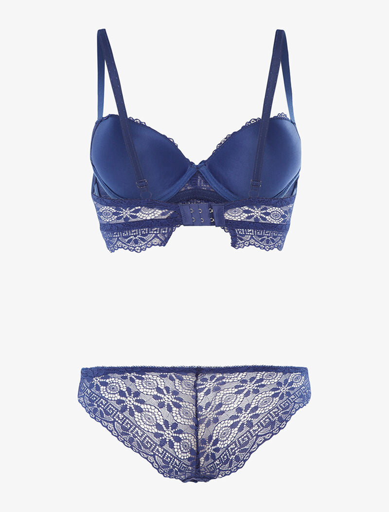 Ensemble à broderies motifs fleurs - bleu électrique - 2