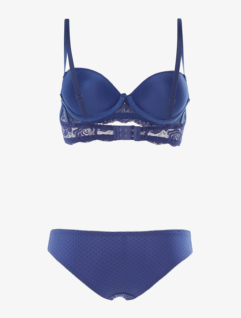 Ensemble piqueté à bords dentelle - bleu électrique - 2
