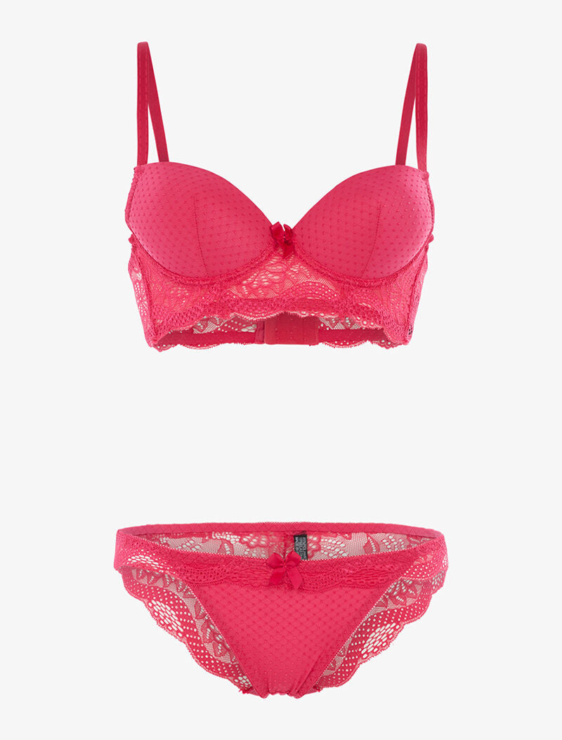 Ensemble soutien-gorge bustier - fushia - 1