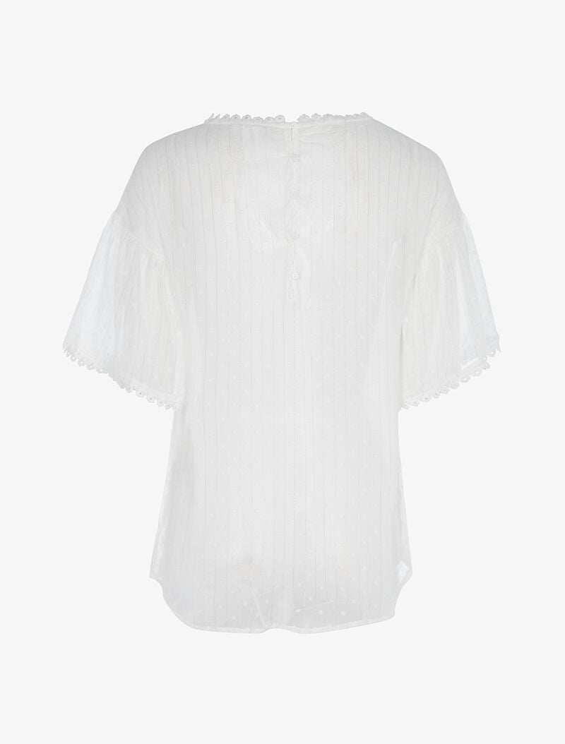 Blouse transparente à liserés argentés - blanc - 2