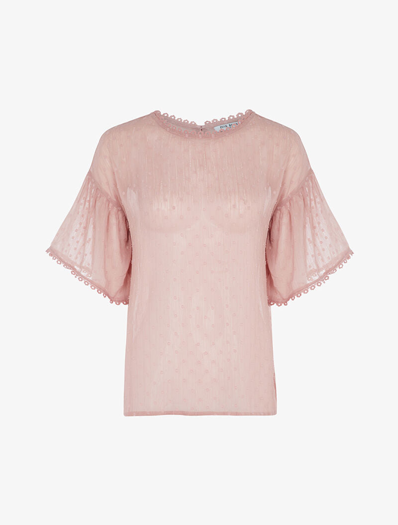 Blouse transparente à liserés argentés - vieux rose - 3