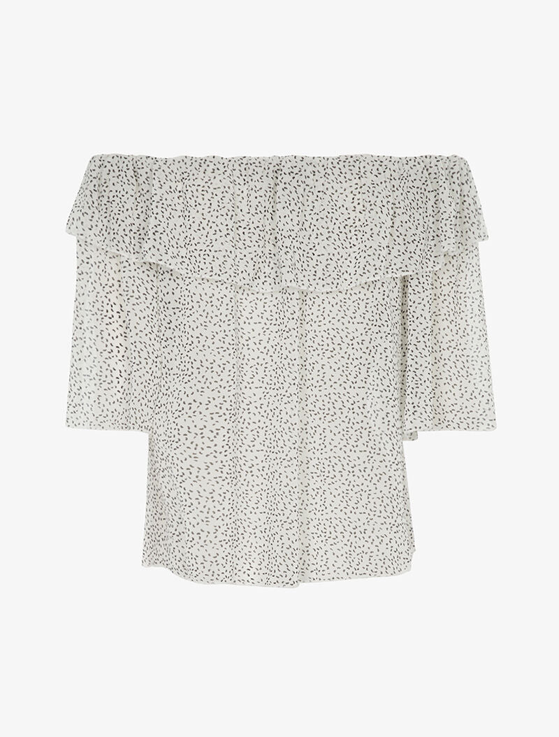 Blouse transparente mouchetée - blanc - 2