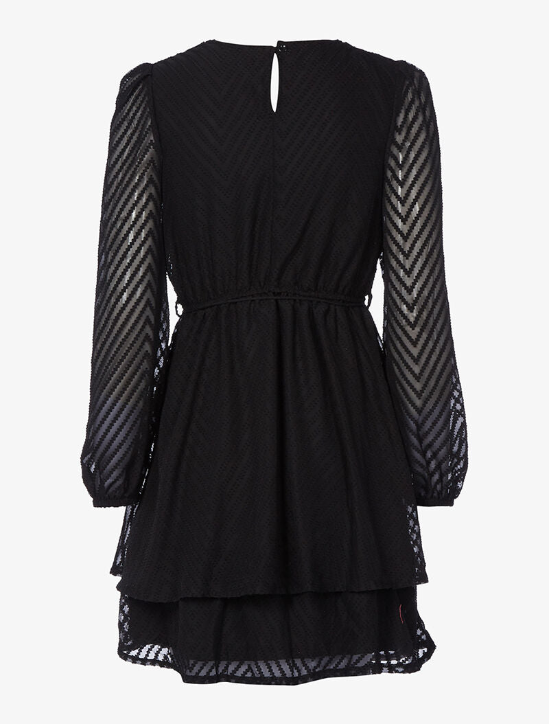 Robe dentelle piquetée - noir - 2