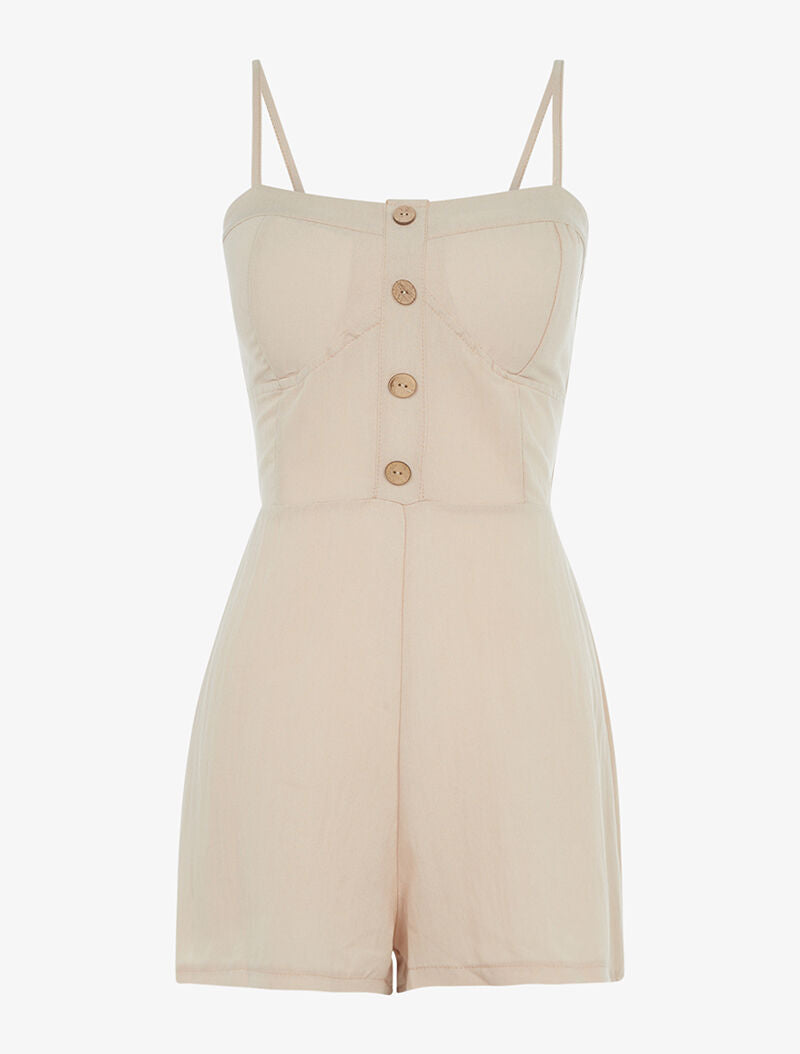 Combishort légère à bustier coqué - beige - 1