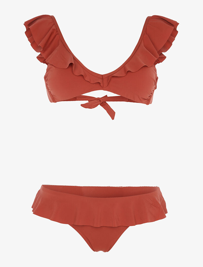 Bikini volanté échancré - terre de sienne - 3
