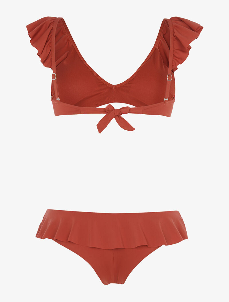 Bikini volanté échancré - terre de sienne - 2