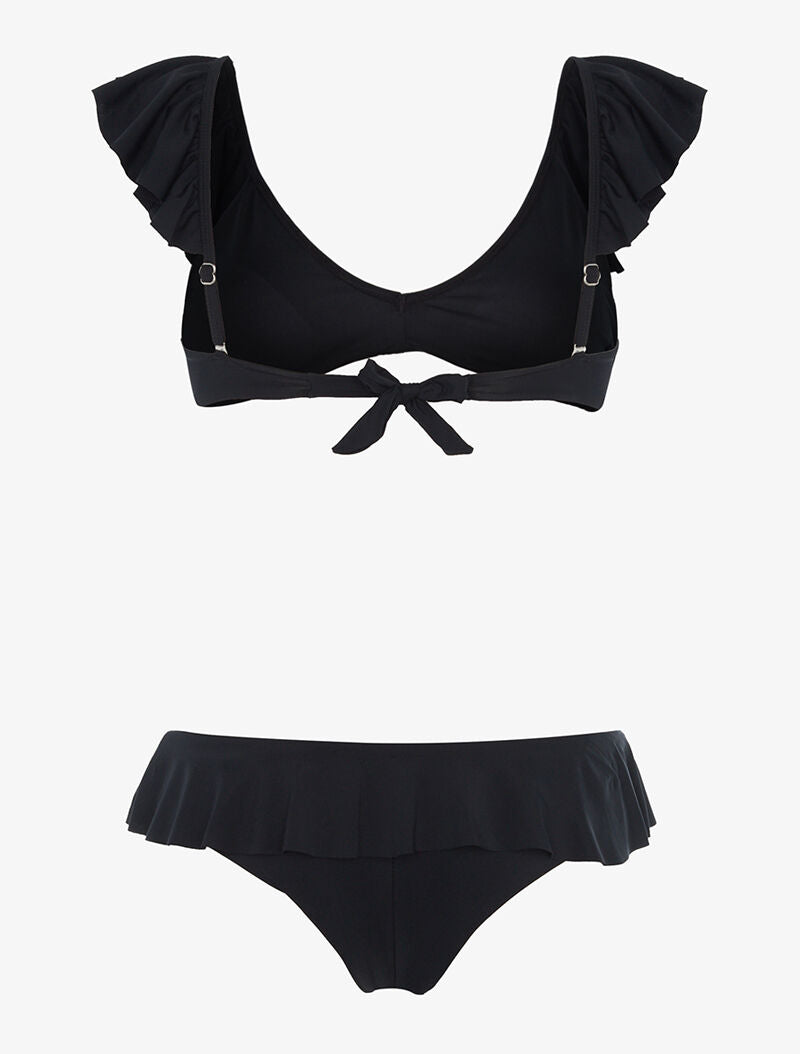 Bikini volanté échancré - noir - 2