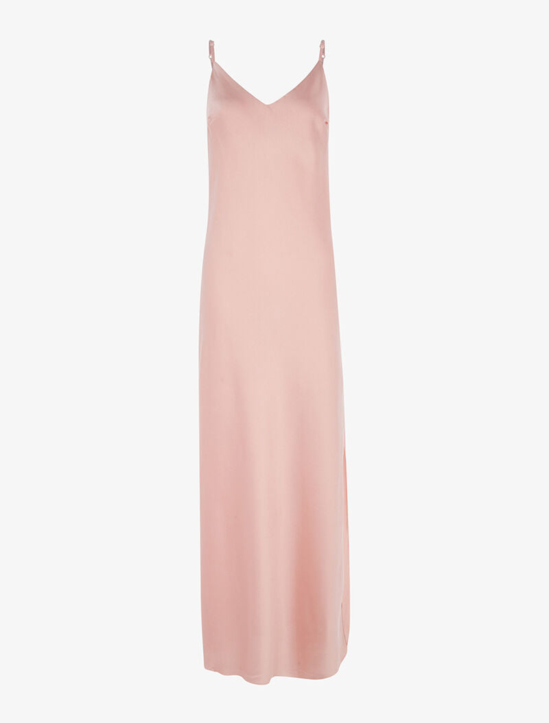 Robe longue style nuisette satinée - rose - 3