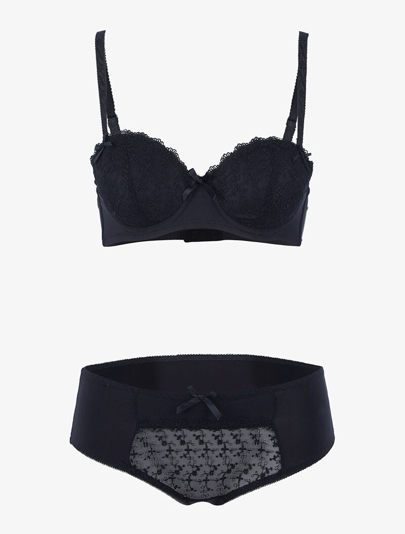 Ensemble à empiècement broderie graphique - noir - 1