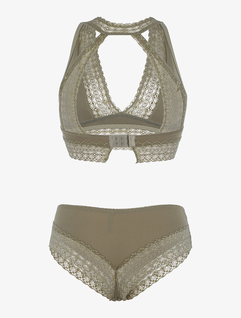 Ensemble soutien gorge bustier sans armatures - kaki clair - 2