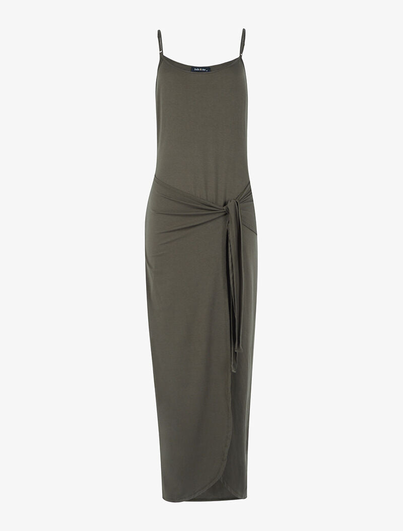 Robe à effet portefeuille - kaki - 1