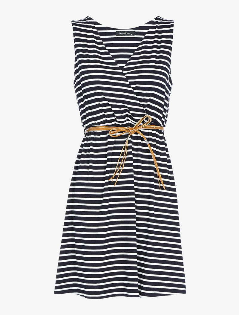 Robe à imprimé style marinière - blanc/marine - 1