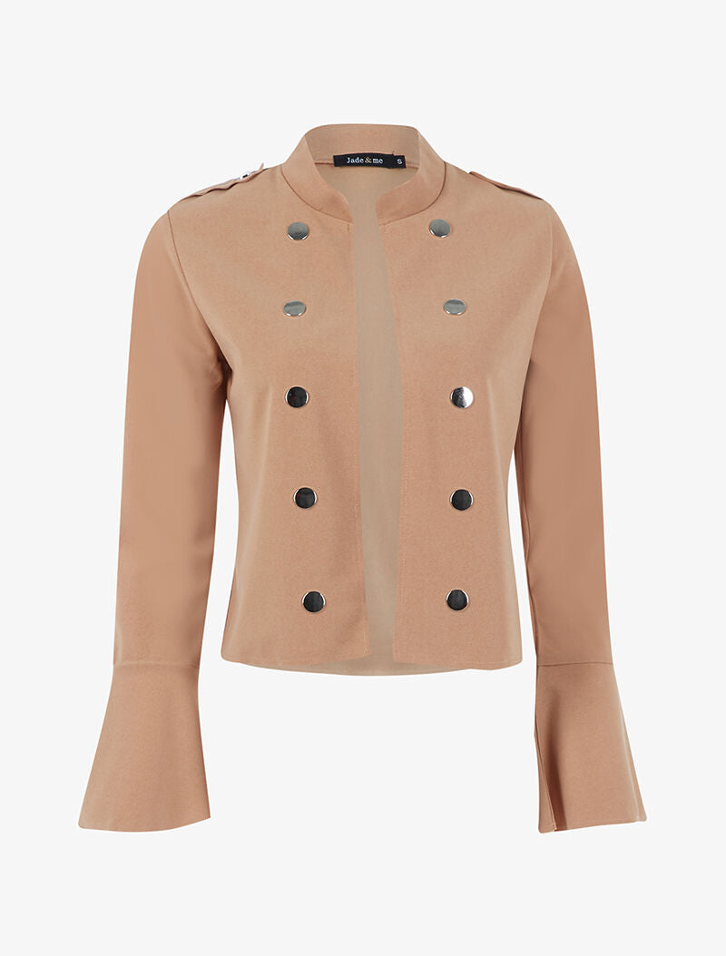 Veste boutonnée à bords coupe franche - camel - 3