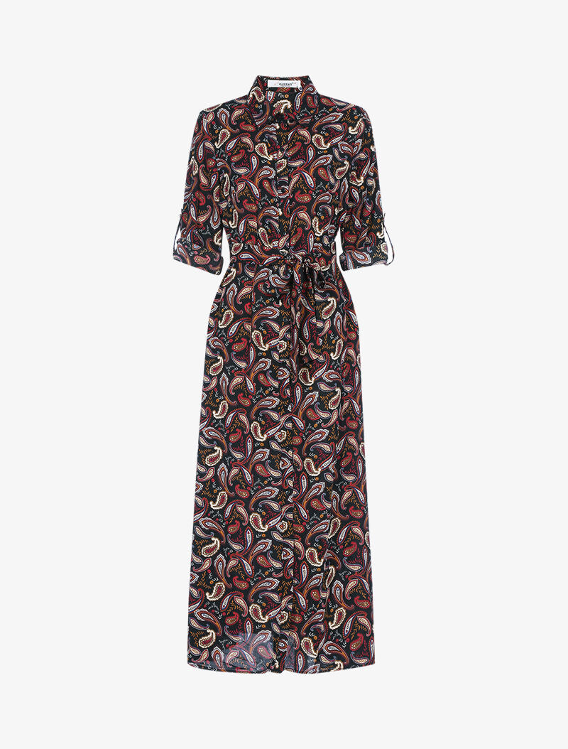 Robe longue à imprimé cachemire - noir - 4