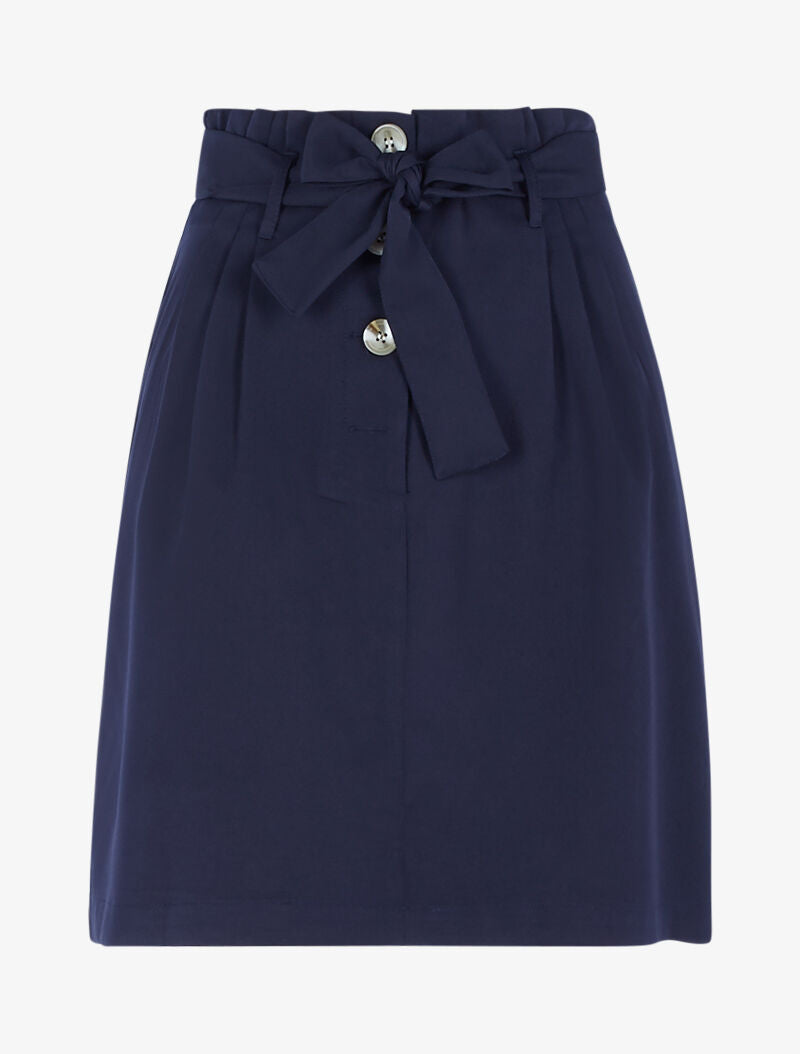 Jupe taille haute paper bag - bleu nuit - 1