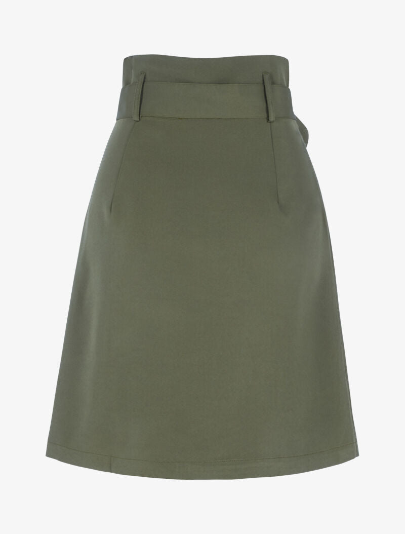 Jupe unie coupe trapèze taille haute - kaki - 2