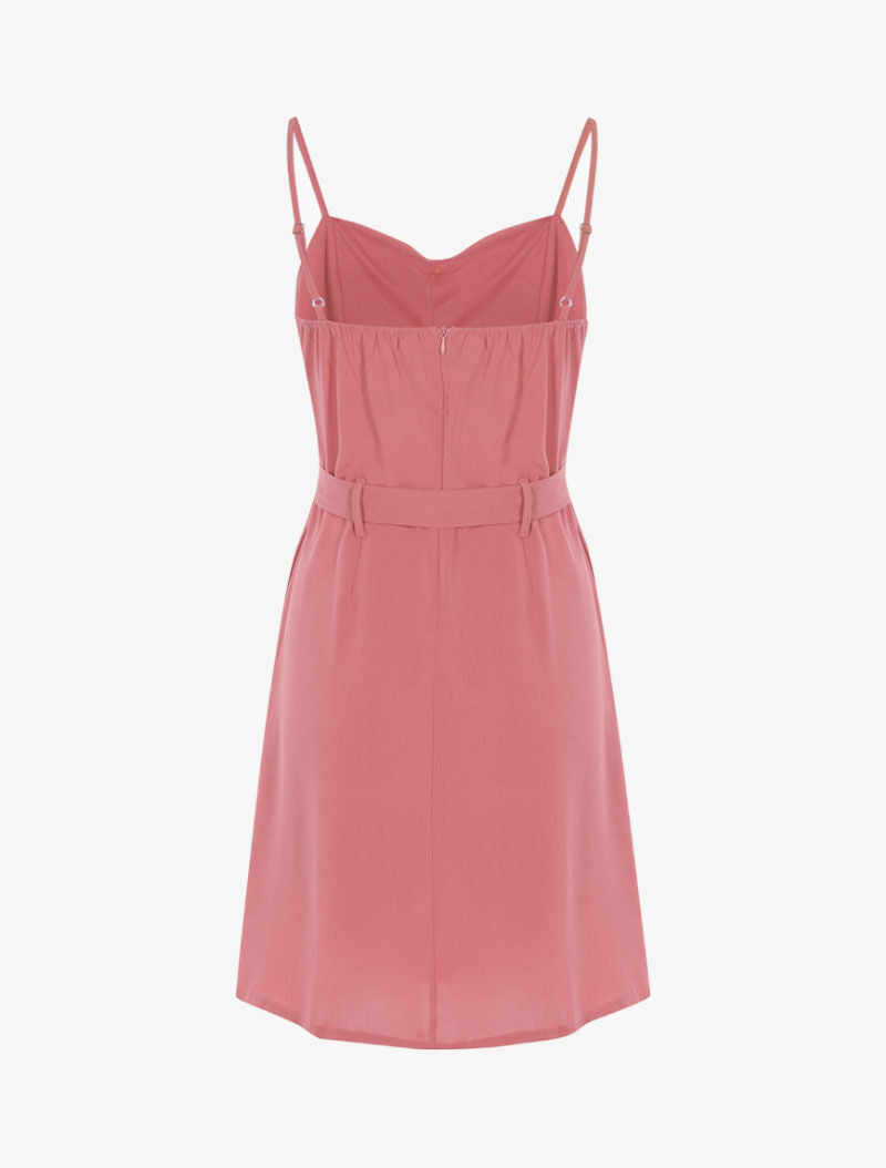 Robe à boutonnière et fronces - rose - 2