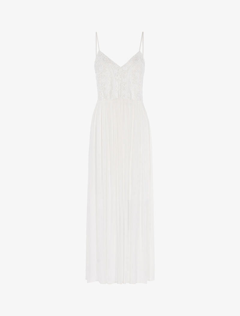 Robe longue à buste en crochet - blanc - 1