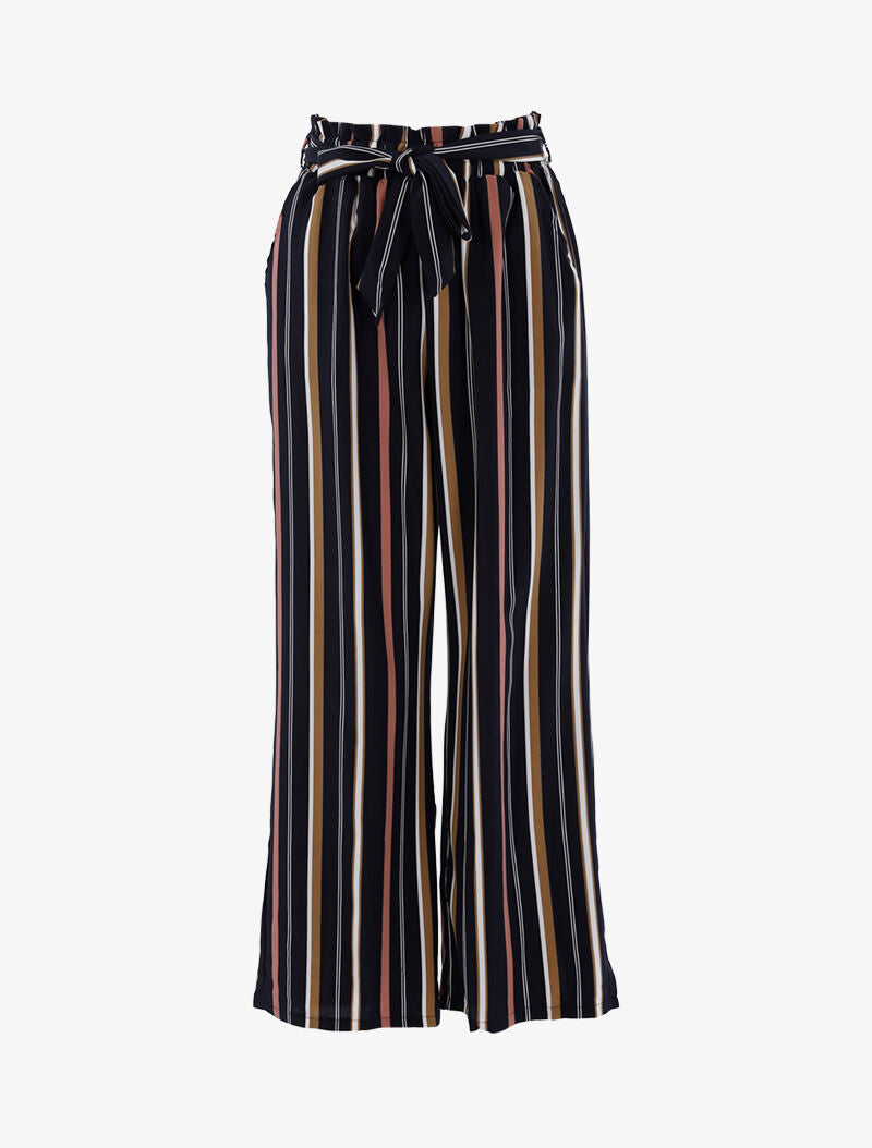 Pantalon fluide à rayures - marine - 1
