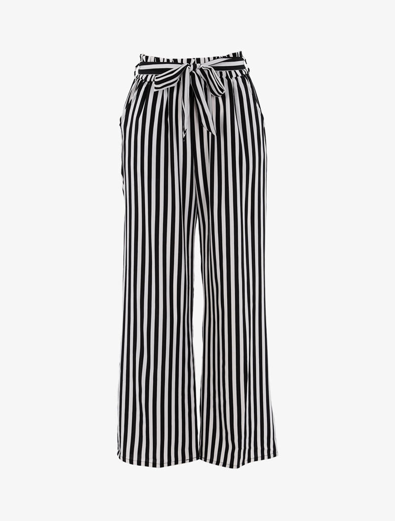 Pantalon fluide à rayures - noir - 3