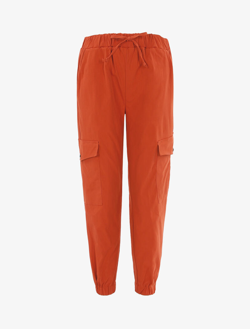Pantalon cargo taille haute - brique