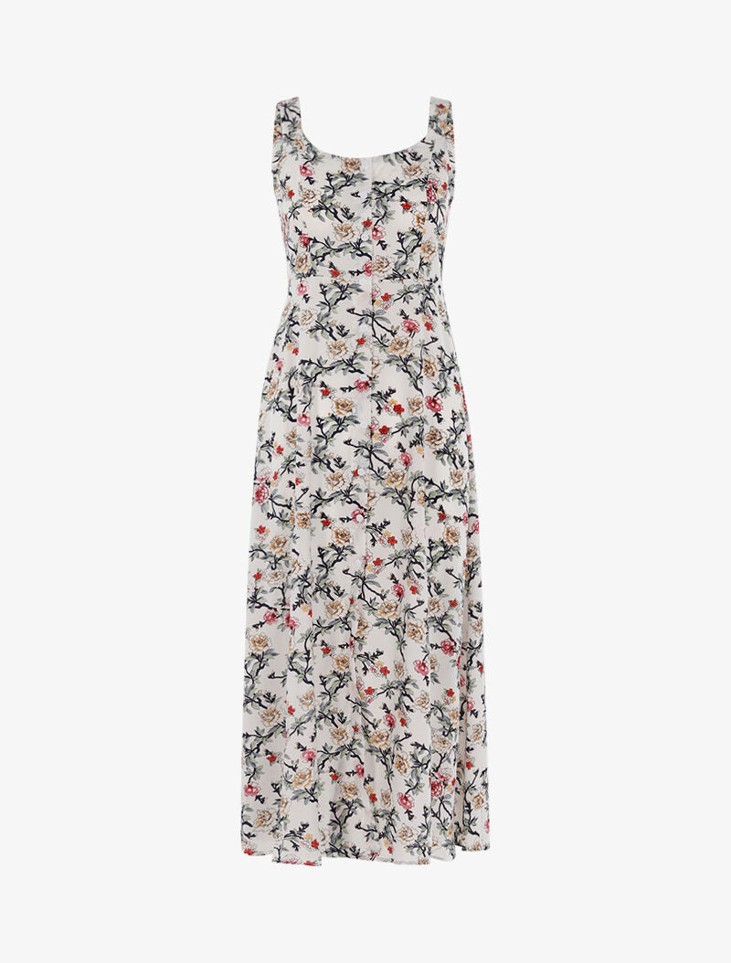 Robe fleurie à dos ajouré - ecru - 1