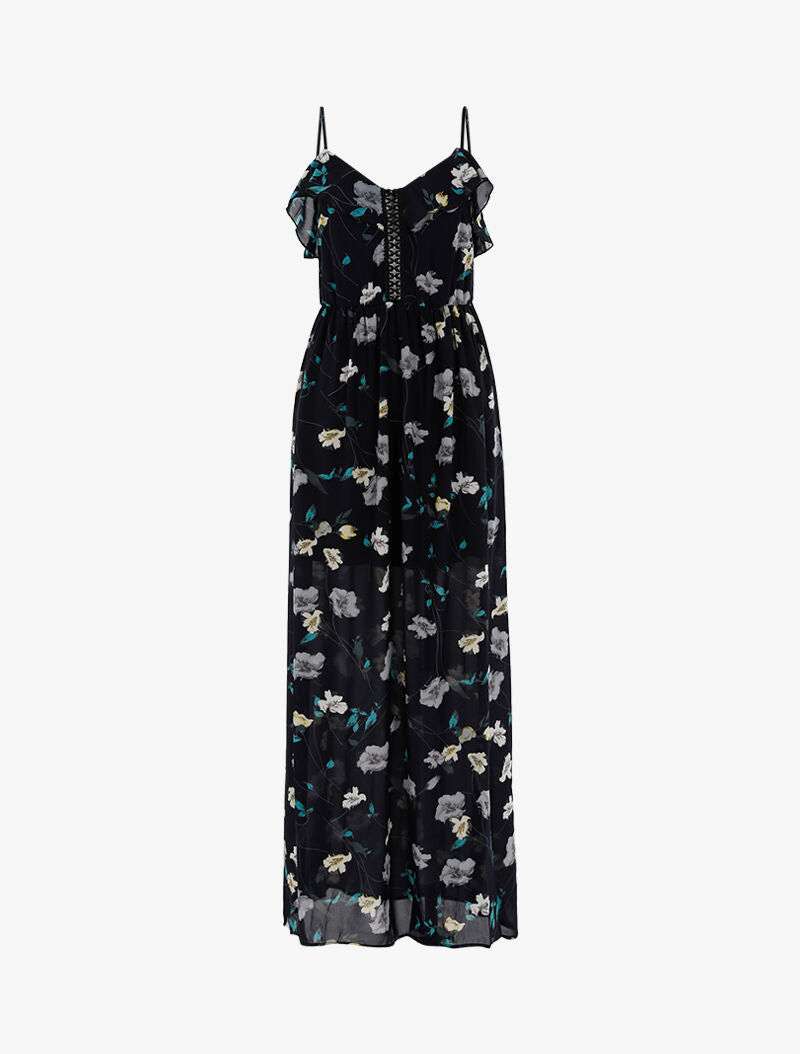 Robe longue à imprimé floral - marine - 3