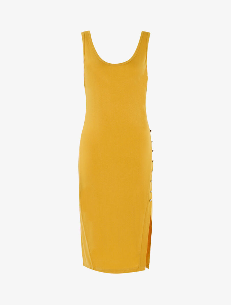 Robe basique à boutonnière - jaune - 3