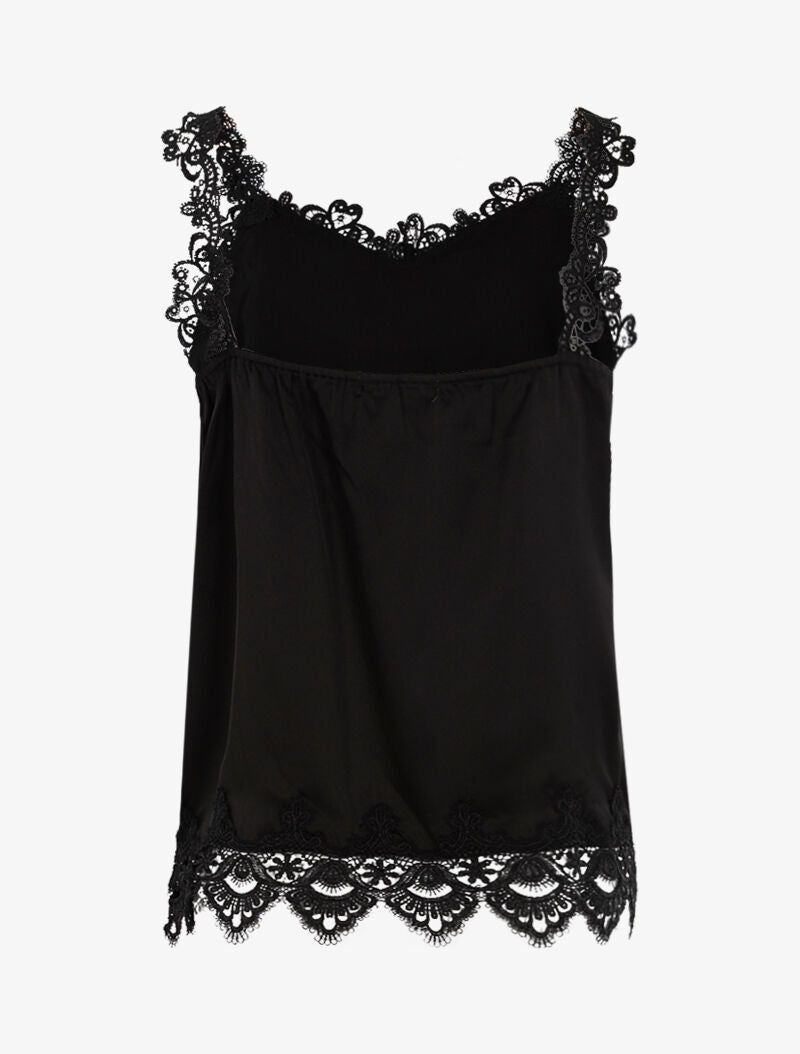 Débardeur à bords en crochet - noir - 2