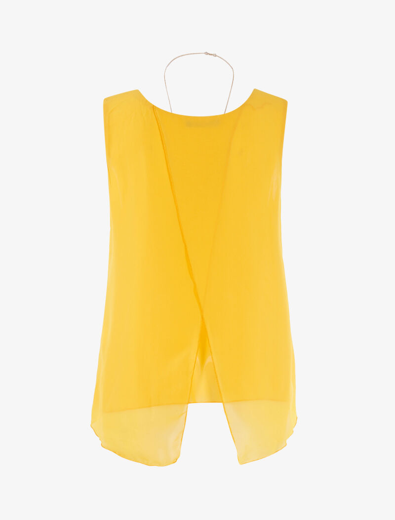 Top asymétrique en voile - jaune - 2