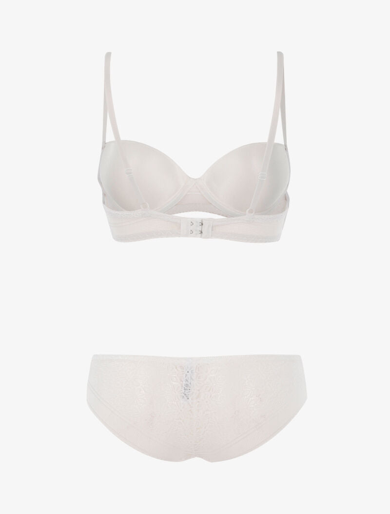 Ensemble dentelle à maille et culotte - blanc - 2