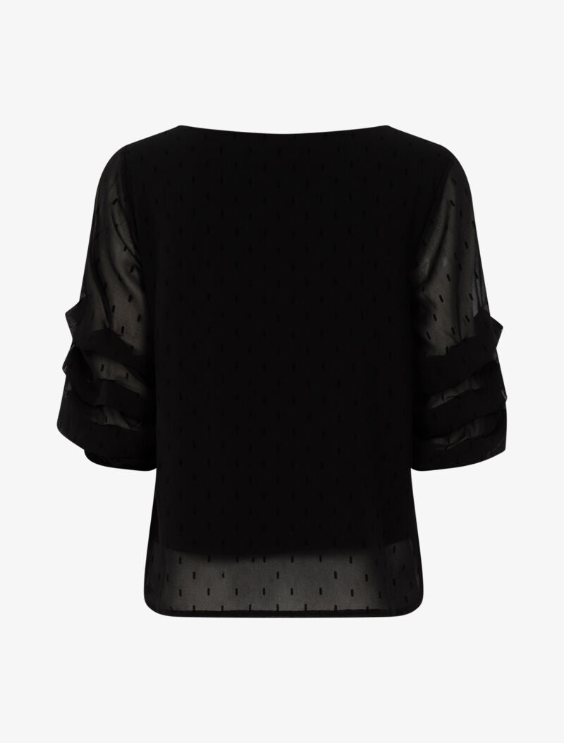 Blouse en voile fin à points graphiques - noir - 3