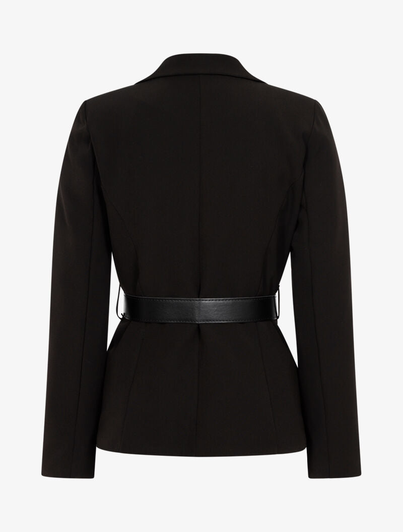 Veste droite à ceinture pochette - noir - 2