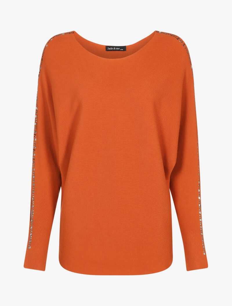 Pull à manches ajourées - orange - 1