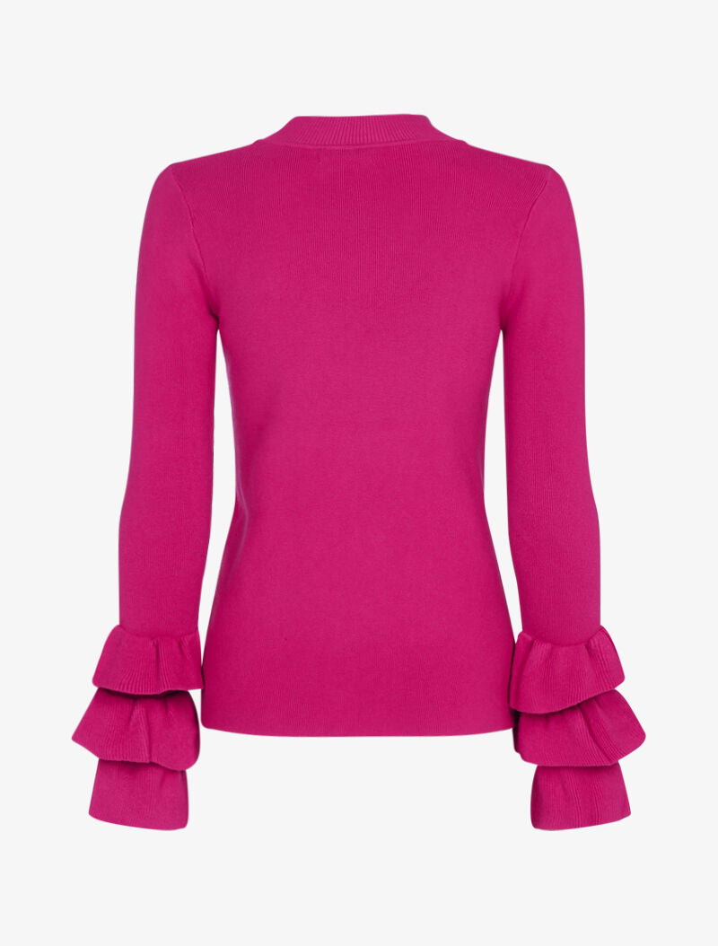 Pull doux à manches volantées - fushia - 2