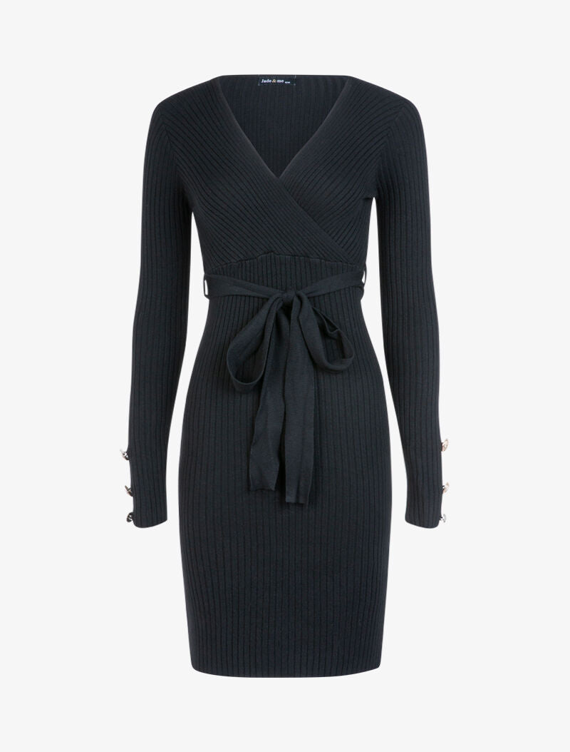 Robe moulante ceinturée - noir - 3