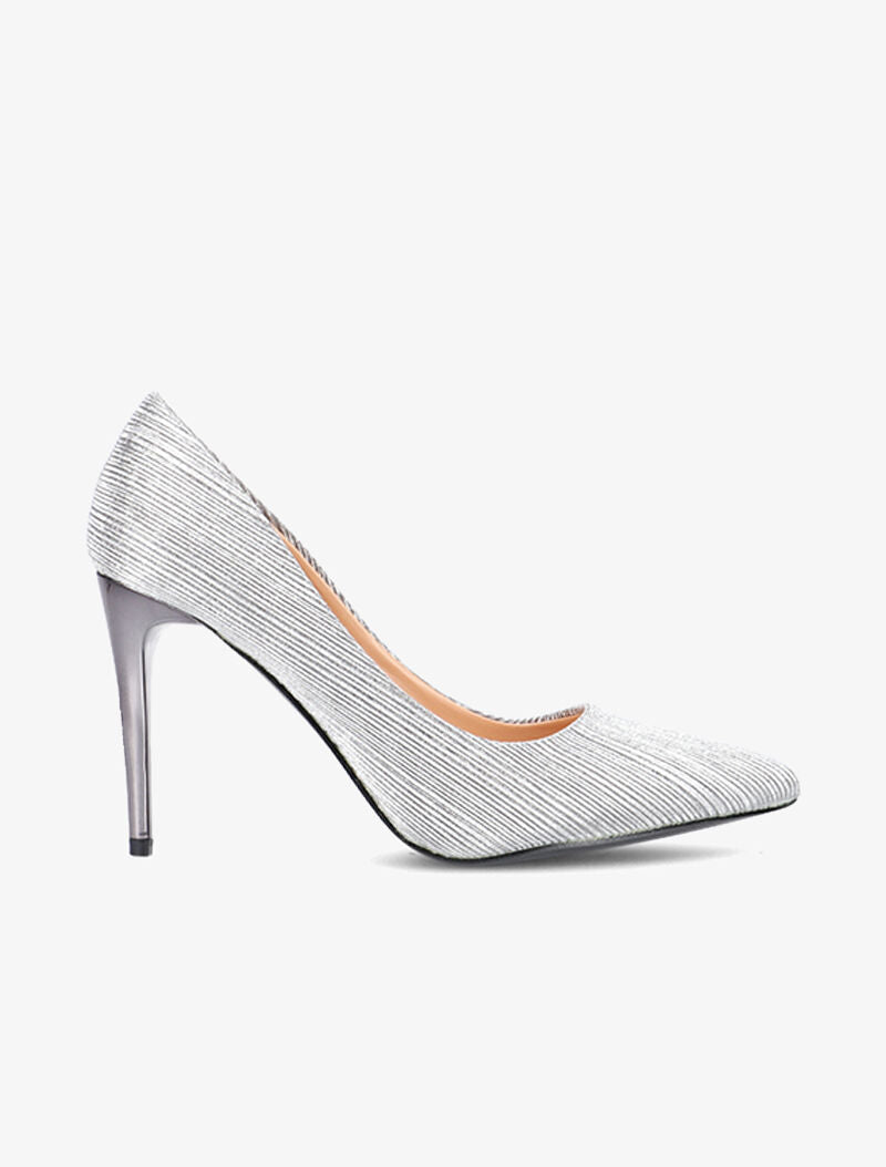 Escarpins striés à paillettes - argent foncé - 5