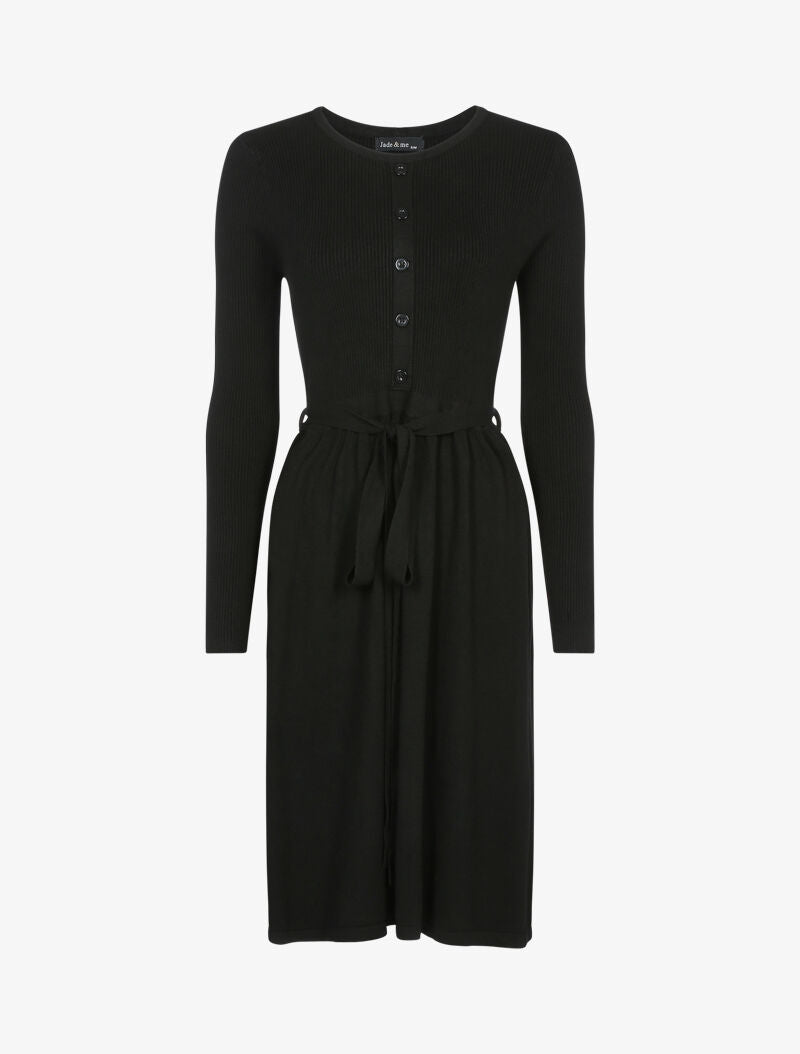 Robe-pull à buste boutonné - noir - 1