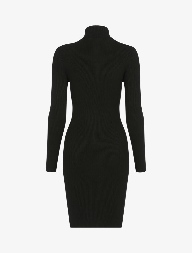 Robe-pull côtelée à col roulé - noir - 2